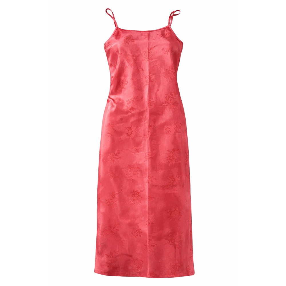 Valerie Stevens Slip Dress Womens Large Pink Satin Floral Spaghetti Strap Midi